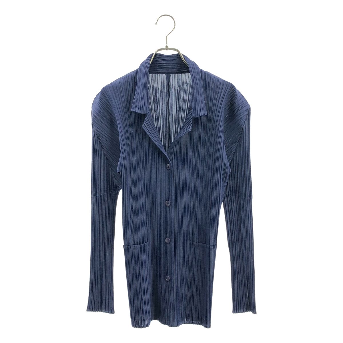 PLEATS PLEASE ISSEY MIYAKE プリーツプリーズイッセイミヤケ プリーツ加工 テーラード ジャケット 3 ネイビー レディース