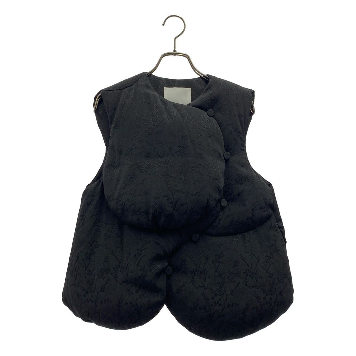 Mame Kurogouchi マメクロゴウチ 2025 AW Floral Jacquard Rounded Down Vest フローラルジャガード ラウンド ダウンベスト 1 ブラック レディース