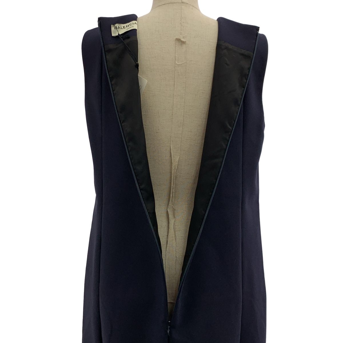  バレンシアガ コットン バックジップ ドレス ワンピース 総裏地 36 ネイビー レディース その他 ワンピース