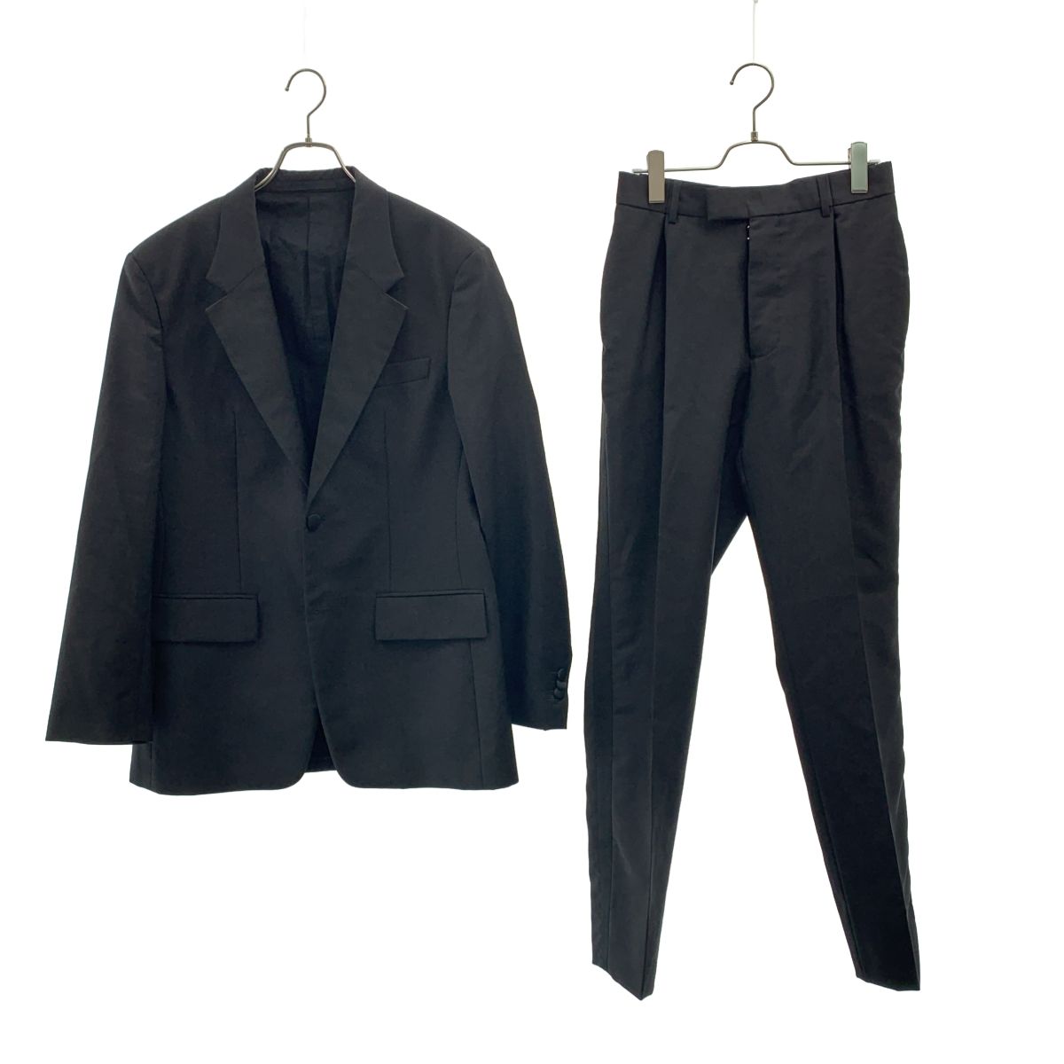 Maison Margiela メゾンマルジェラ 2019 SS セットアップ タキシードスーツ ラペル切替 テーラードジャケット サイドラインスラックス 48 ブラック メンズ