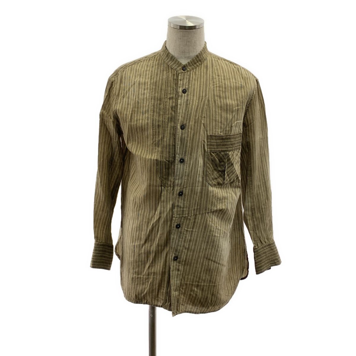 ziggy chen ジギーチェン 2025 AW Classic Stripe Pleated Shirt interlude III クラシック ストライプ オーバー シャツ 44 Dirty White メンズ