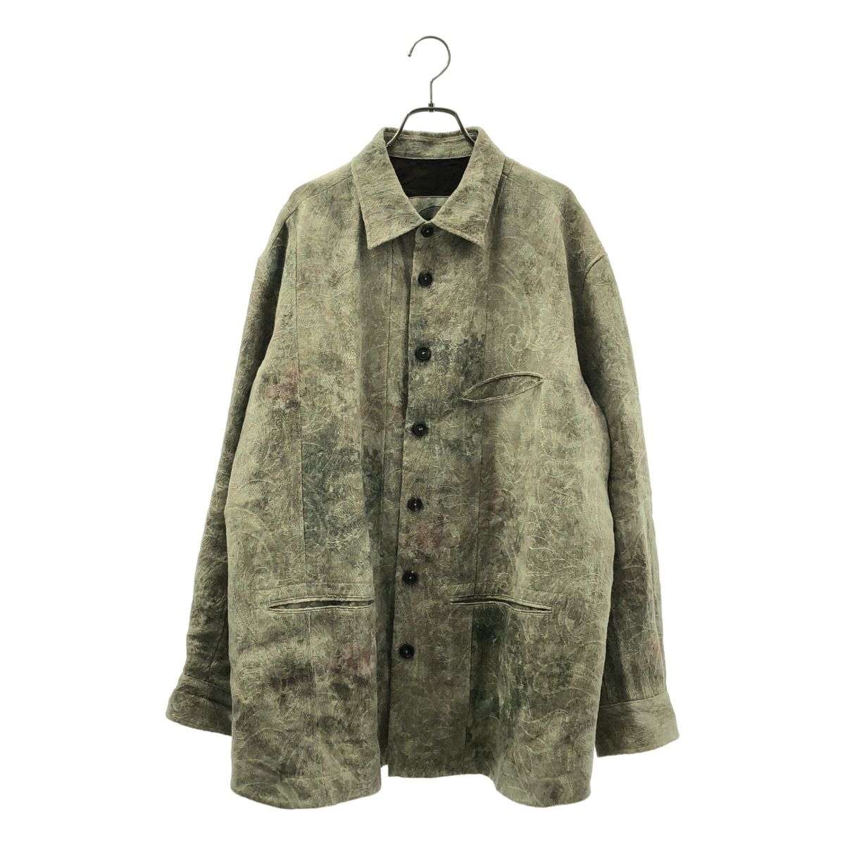 【美品】  ziggy chen / ジギーチェン | 2024SS | WORKERS SHIRT JACKET リネンジャガード ワーカーズ シャツ ジャケット | 44 | Weathered Sage / グレー系 | メンズ 美品】 ziggy chen / ジギーチェン | 2024SS | WORKERS SHIRT JACKET