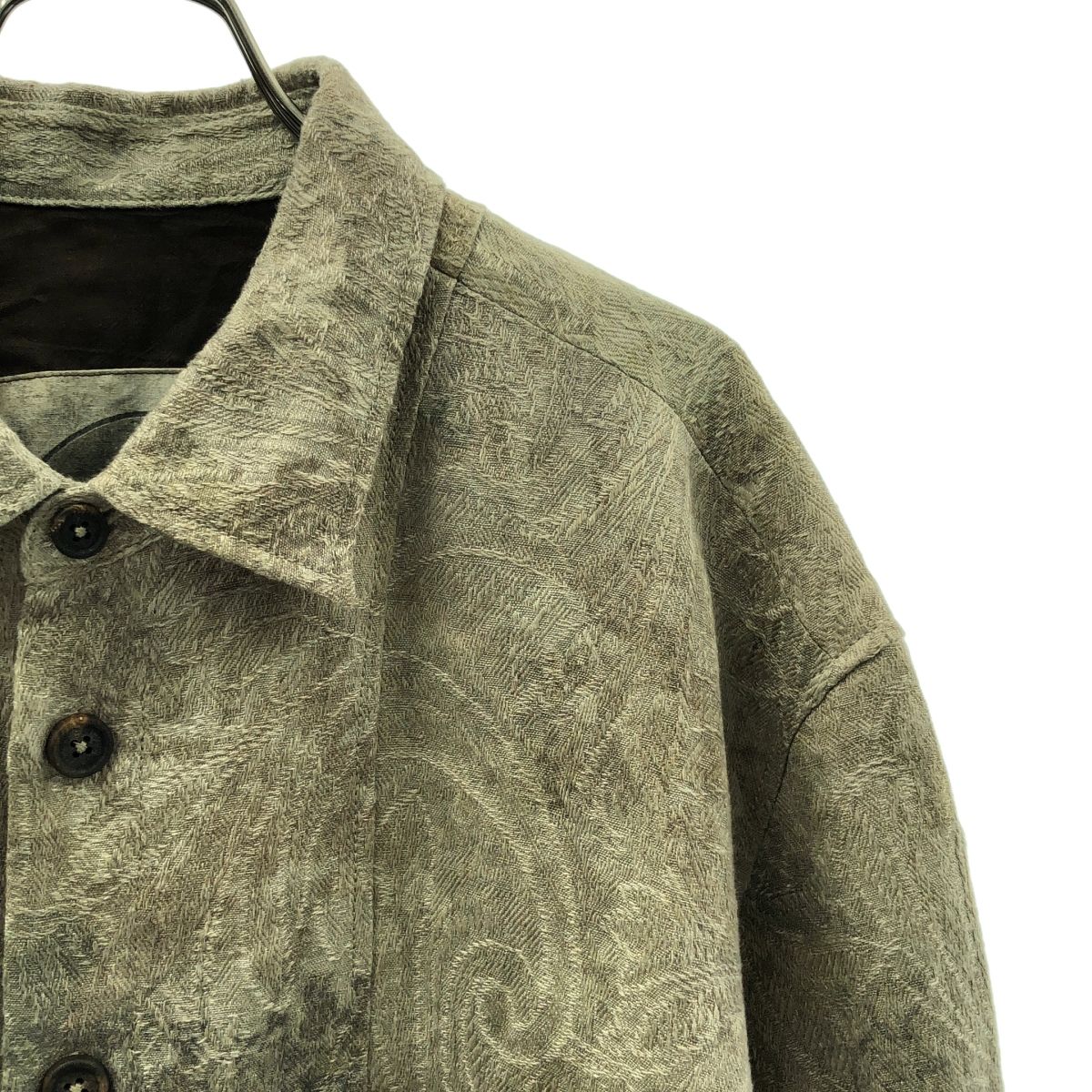 【美品】  ziggy chen / ジギーチェン | 2024SS | WORKERS SHIRT JACKET リネンジャガード ワーカーズ シャツ ジャケット | 44 | Weathered Sage / グレー系 | メンズ 美品】 ziggy chen / ジギーチェン | 2024SS | WORKERS SHIRT JACKET