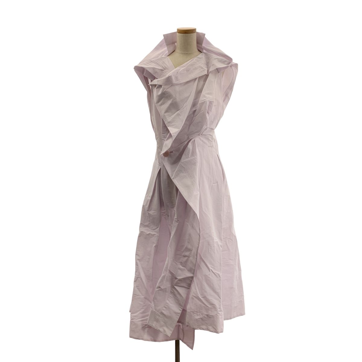 ISSEY MIYAKE イッセイミヤケ 2025 SS 和紙混 変形ノースリーブ ワンピース 2 ライトパープル レディース