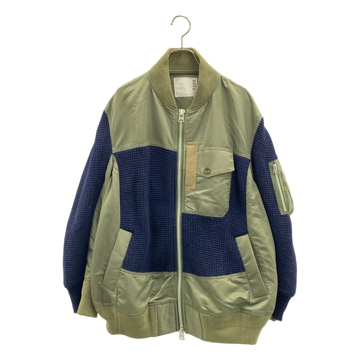 sacai / サカイ | 異素材 切替 MA-1 ニット ドッキング ロゴジップ