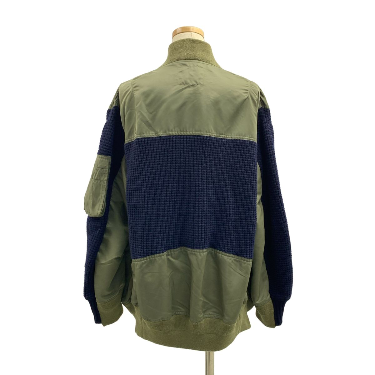 sacai / サカイ | 異素材 切替 MA-1 ニット ドッキング ロゴジップ