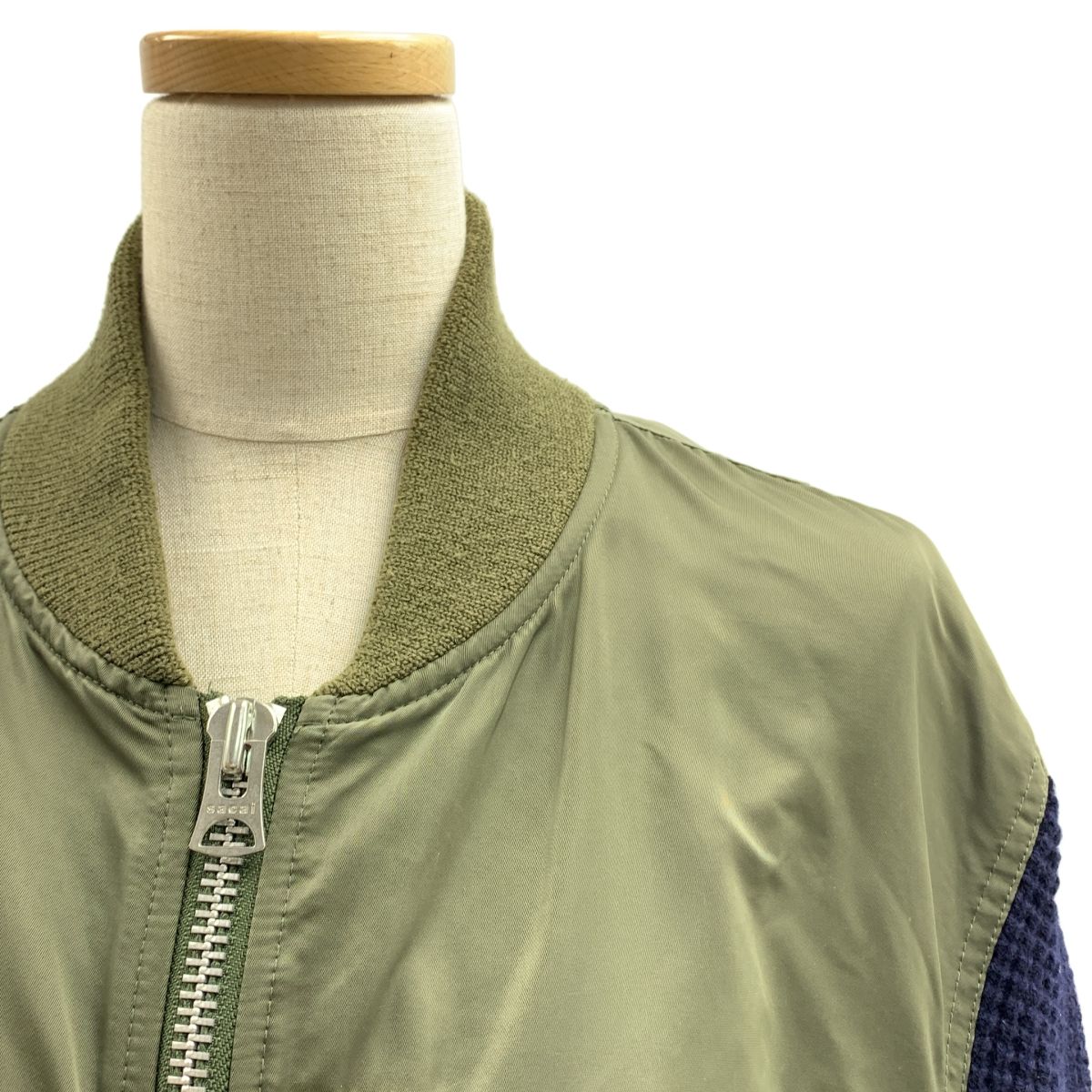 sacai / サカイ | 異素材 切替 MA-1 ニット ドッキング ロゴジップ