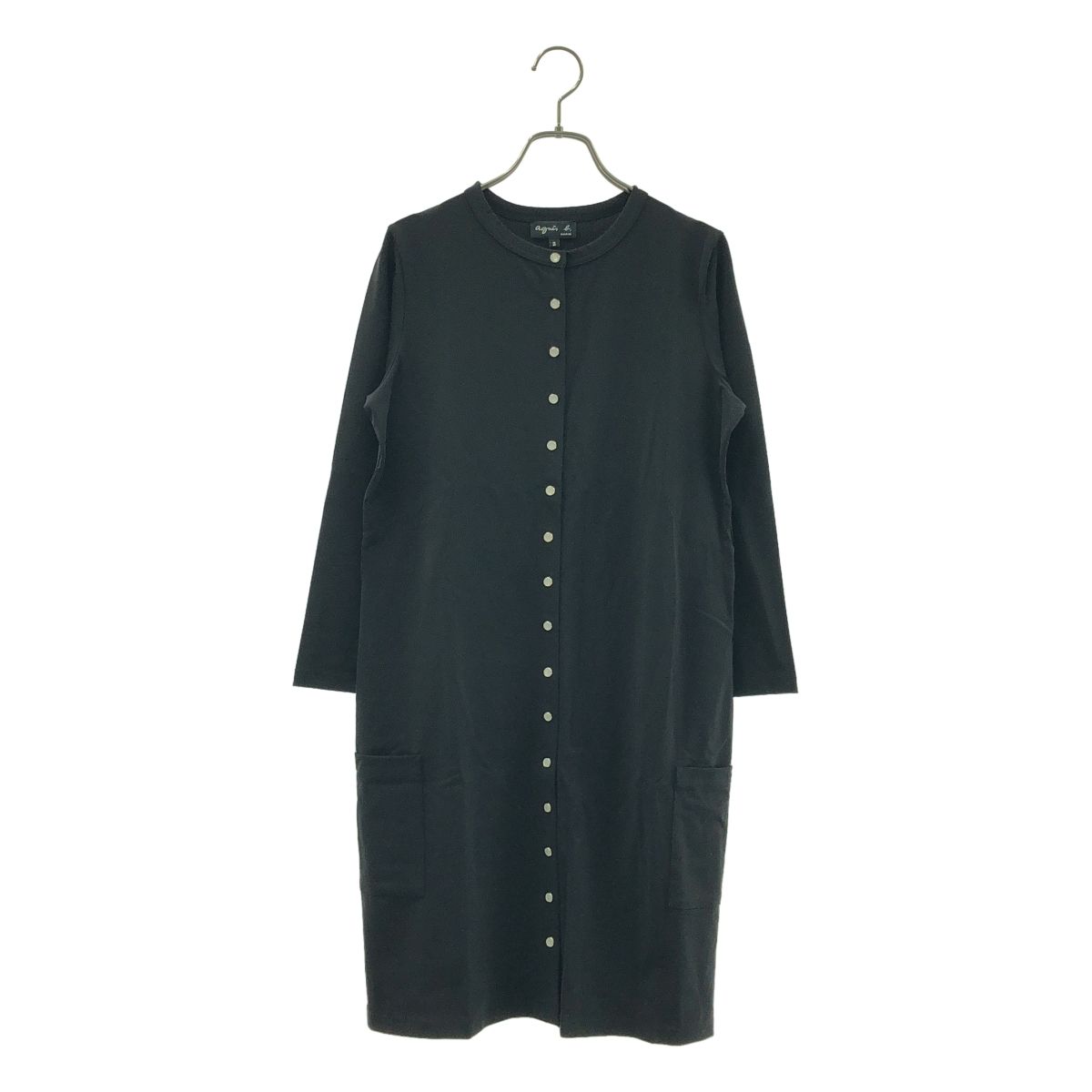 Agnes b アニエスベー ストレッチ スナップボタン ロング カーディガン 2 ブラック レディース