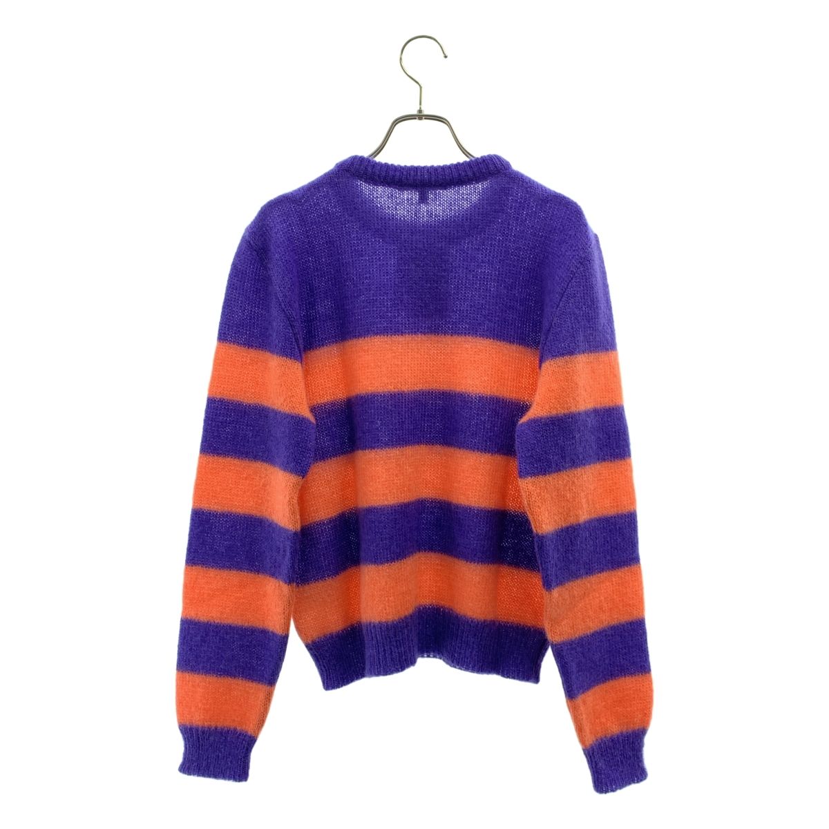 【新品】  Agnes b. / アニエスベー | モヘヤ混 ボーダー クルーネック ニット | 2 | パープル/ピンク | レディース 新品】 Agnes b. / アニエスベー | モヘヤ混 ボーダー クルーネック
