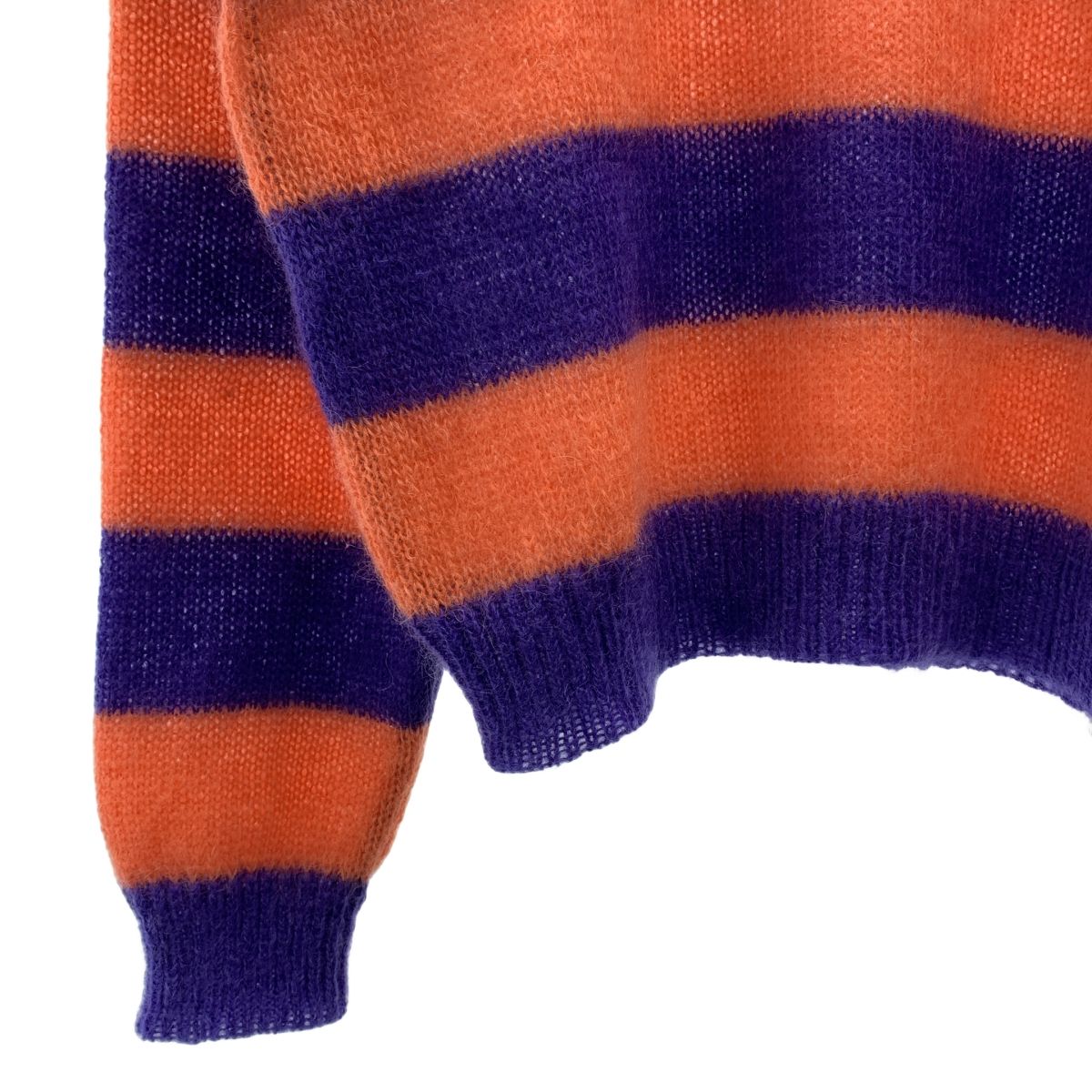 【新品】  Agnes b. / アニエスベー | モヘヤ混 ボーダー クルーネック ニット | 2 | パープル/ピンク | レディース To b. by agnes ニット セーター ソフトニット プルオーバー