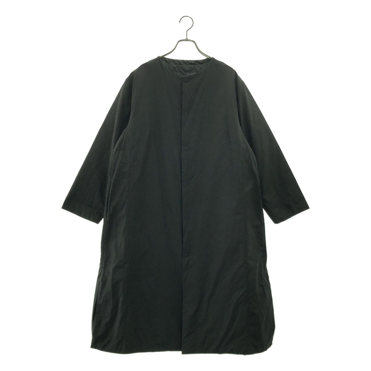 Plantation プランテーション ライトリバー ノーカラー ロング ダウンコート 2 ブラック レディース