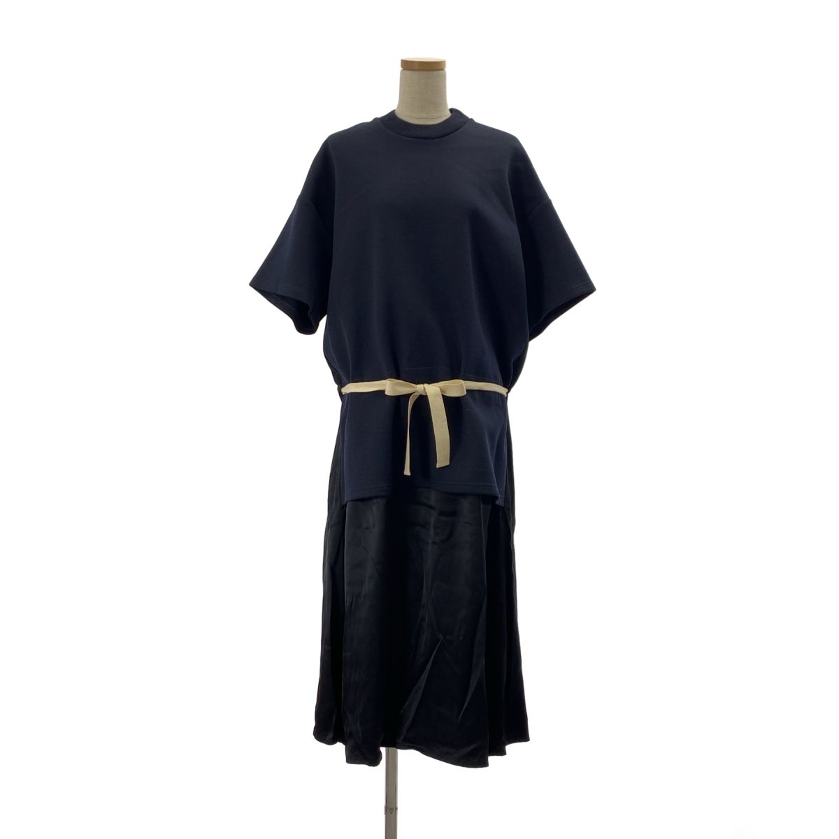 Plan C プランシー レイヤード スウェット ボリューム ドレス ワンピース 40 ダークネイビー レディース