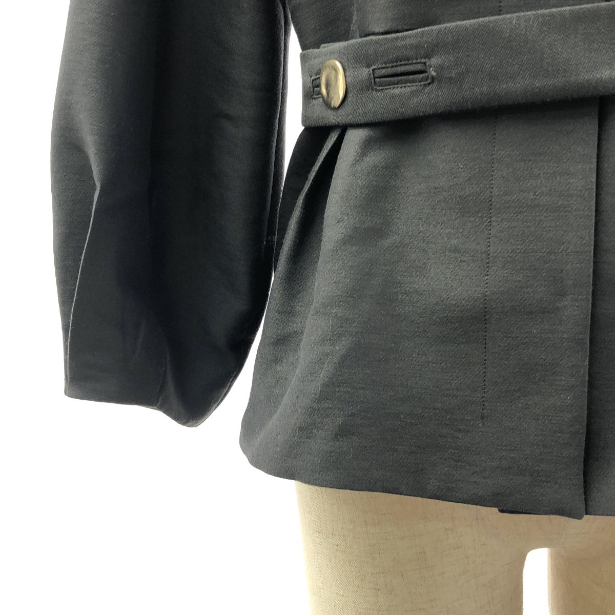 【美品】  ebure / エブール | クリアダブルクロス ベルテッドペプラムブラウス シャツ | 36 | チャコールグレー | レディース 未使用品 エブール ebure クリアダブルクロス ベルテッドペプラム