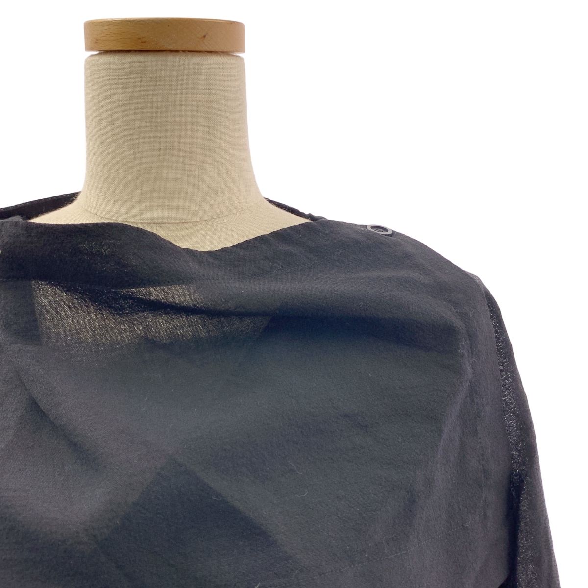 ISSEY MIYAKE イッセイミヤケ ウール ドレープ レイヤード ロングワンピース 2 ブラック レディース