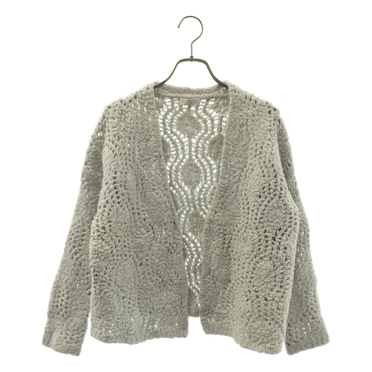 BRUNELLO CUCINELLI ブルネロクチネリ カシミヤ混 ローゲージ Vネック ニットカーディガン XS グレー レディース