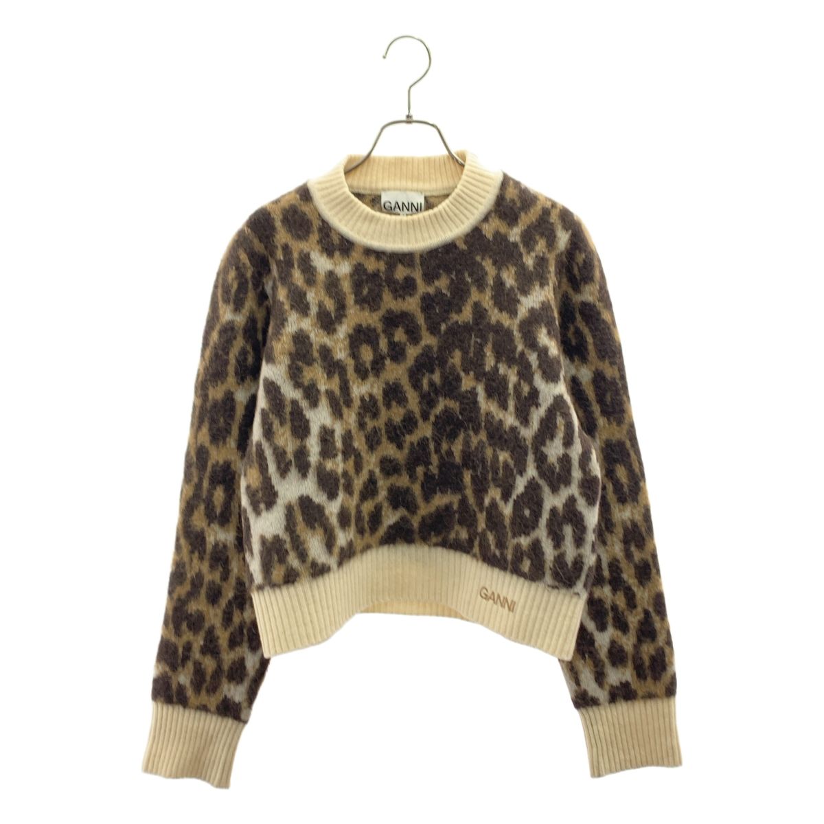 Ganni / ガニー | 2022AW | Leopard Jacquard O-neck / ウール 総柄