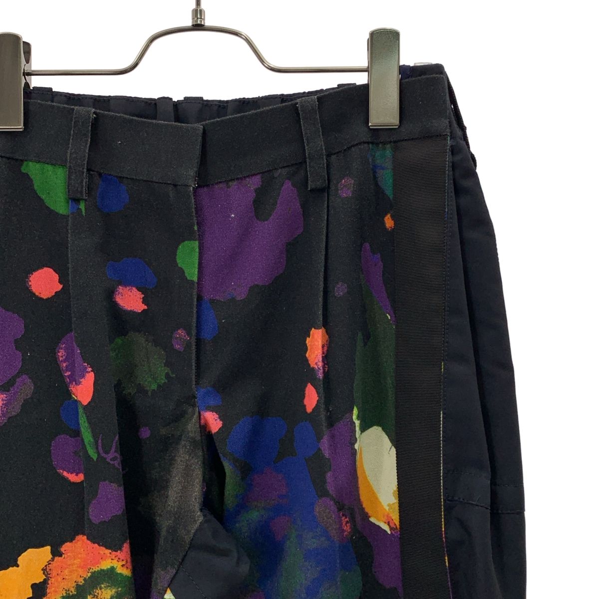 sacai サカイ 2019 SS フローラルプリント サイドアジャスターパンツ 1 ネイビー レディース