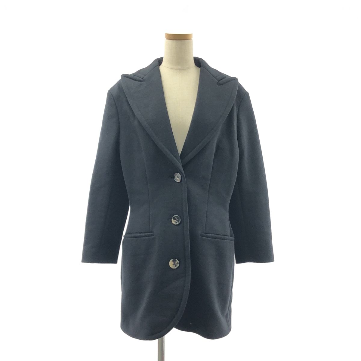 MARNI マルニ 変形 シングルブレスト ロング ジャケット フラワージャガード総裏地 40 ブラック レディース