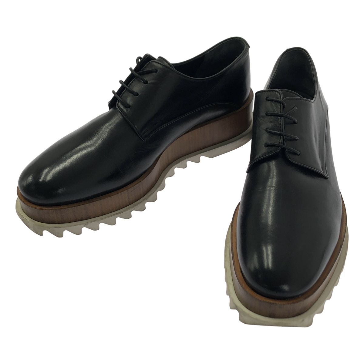 JIL SANDER ジルサンダー レザー シャークソール プラットフォーム レースアップシューズ 38 ブラック レディース