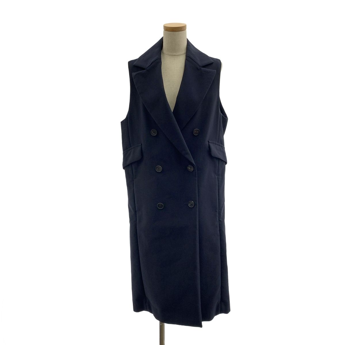 CINOH チノ オーバーシルエット ロゴボタン スリーブレス ベスト コート 総裏地 F ダークネイビー レディース