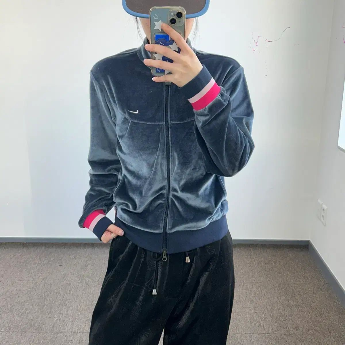 Nike ナイキ 2 way ブルー ツアーベルベット ジップアップ