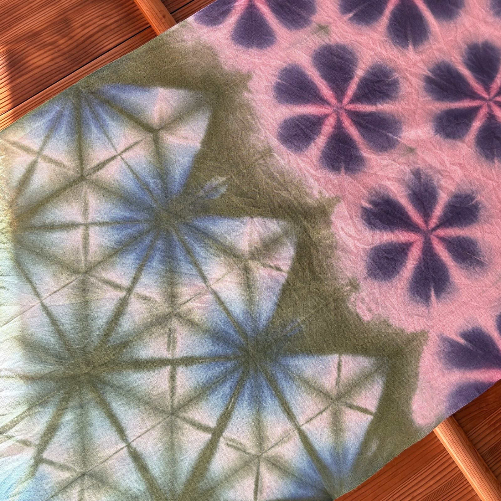 s147 【sato】 手染め ハイブリッド✨️ 雪花絞り × 麻の葉絞り