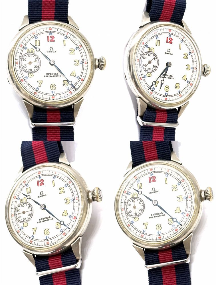 OMEGA 1930 戦前 モデル オメガ パイロットウォッチ スペシャル ノンマグネティック 手巻き アンティーク 時計 49 mm メンズ 第二次世界大戦 ブルースチール スモールセコンド