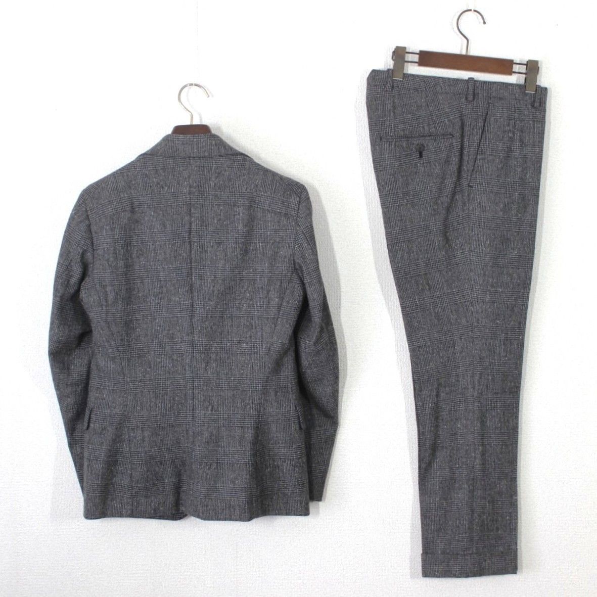 【中古】トゥモローランド ル ヴェルヌイユ LE VERNEUIL セットアップ ジャケット パンツ 長袖 無地 T191500 40 黒 ブラック メンズ 新品同様】トゥモローランド スーツ 36 メンズ M Y5 グレンチェック