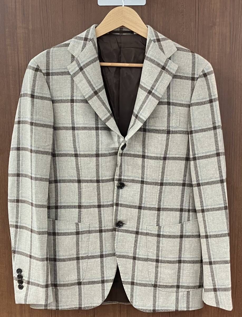 Brilla per il gusto ブリッラペルイルグースト テーラードジャケット 24 16 1048 015 チェック ベージュ ブラウン カシミヤ混 メンズ