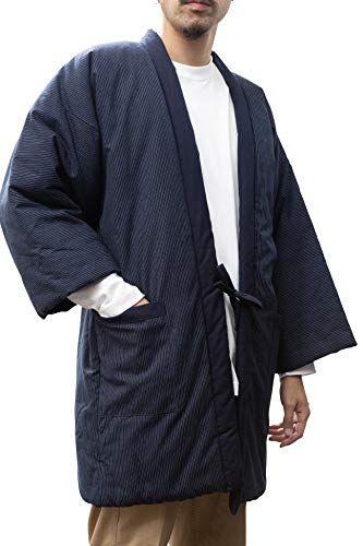 綿の郷 ワタノサト ゆったり大判 前合わせ兼用久留米紬織手づくりはんてん 紳士用 日本製 中わた綿入り cotton だからとっても暖かpo