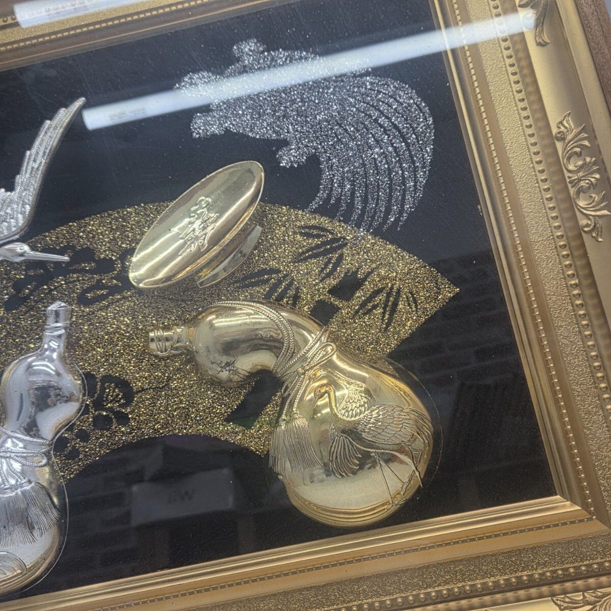 S00884 額装 縁起物 鶴亀 インテリア 装飾 インテリア和風 骨董 - メルカリ