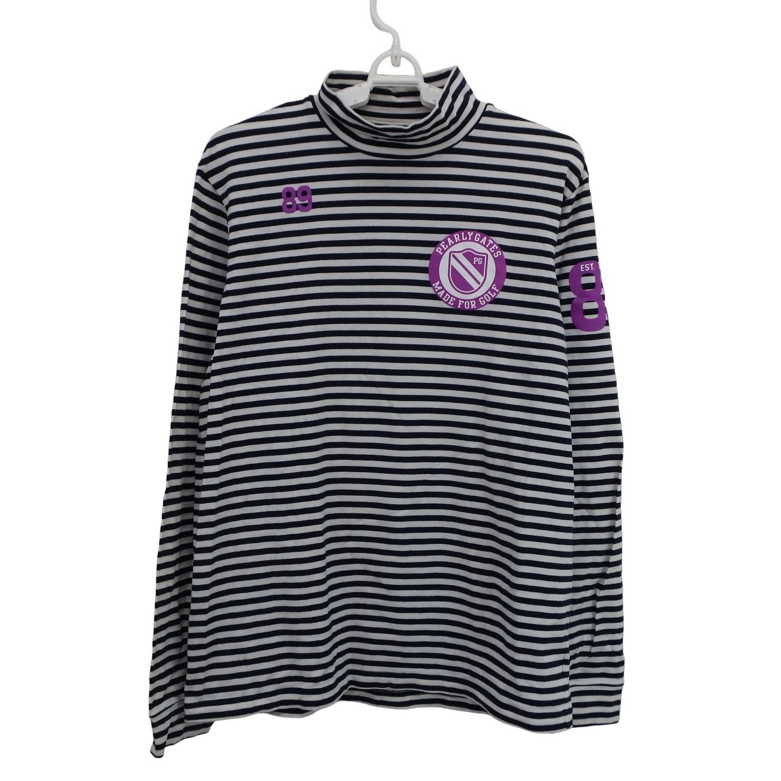 PEARLY GATES(パーリーゲイツ) ハイネックシャツ 白黒ボーダー メンズ