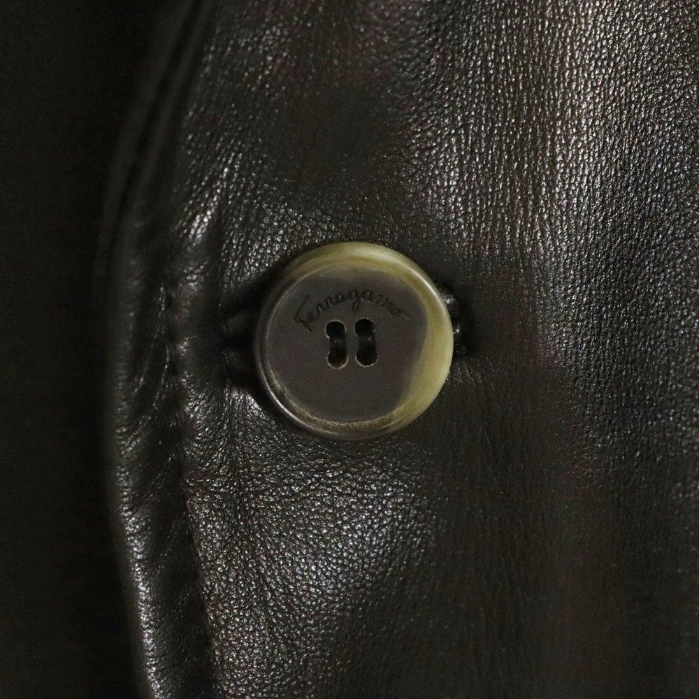 美品 3L サルヴァトーレフェラガモ レザージャケット ブラック 本革 Salvatore Ferragamo (サルヴァトーレ フェラガモ) ラムレザー 3B