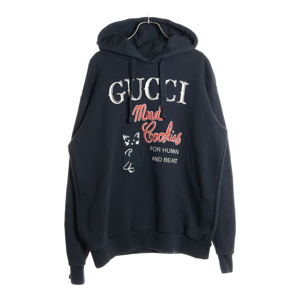 GUCCI グッチ Mad Cookies Embroidered Hoodie フロントロゴ刺繍 プルオーバーパーカー ブラック 615061 XJC0C GUCCI (グッチ) Mad Cookies Embroidered Hoodie フロントロゴ刺繍