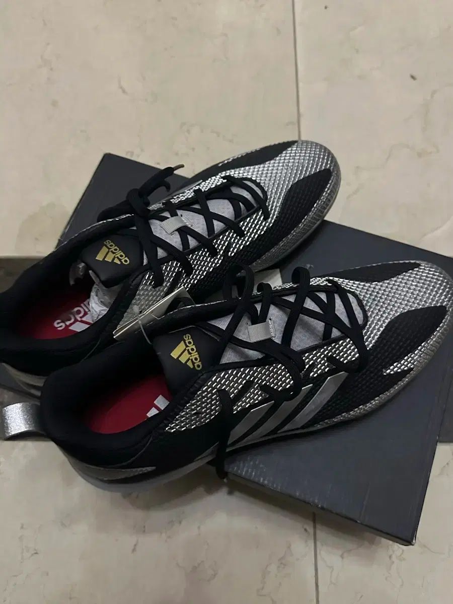 新品) adidas アディダス 野球シューズ スパイク ブラック/シルバー