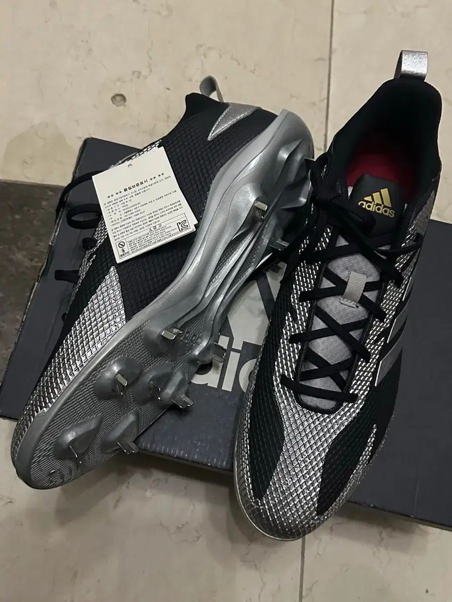新品) adidas アディダス 野球シューズ スパイク ブラック/シルバー