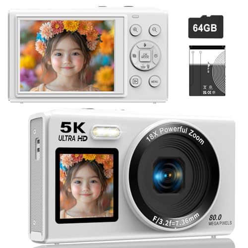 デジカメ5K スマホに送れる デジタルカメラ WIFI転送機能 8000万画素