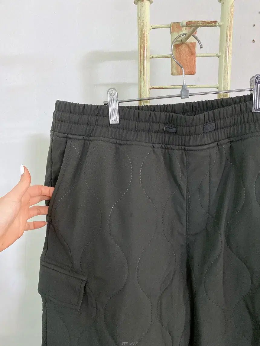 34インチ フェルティクスメンズダウン起毛ウエストゴムカーゴジョガーパンツ