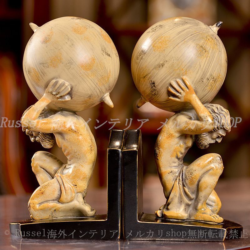  ブック エンド 巨神アトラス ギリシャ神話 ヴィンテージ調 おしゃれ 北欧 インテリア 卓上 スタンド 本立て アンティーク調 レトロ調 ギフト プレゼント ブックスタンド 机上アクセサリー