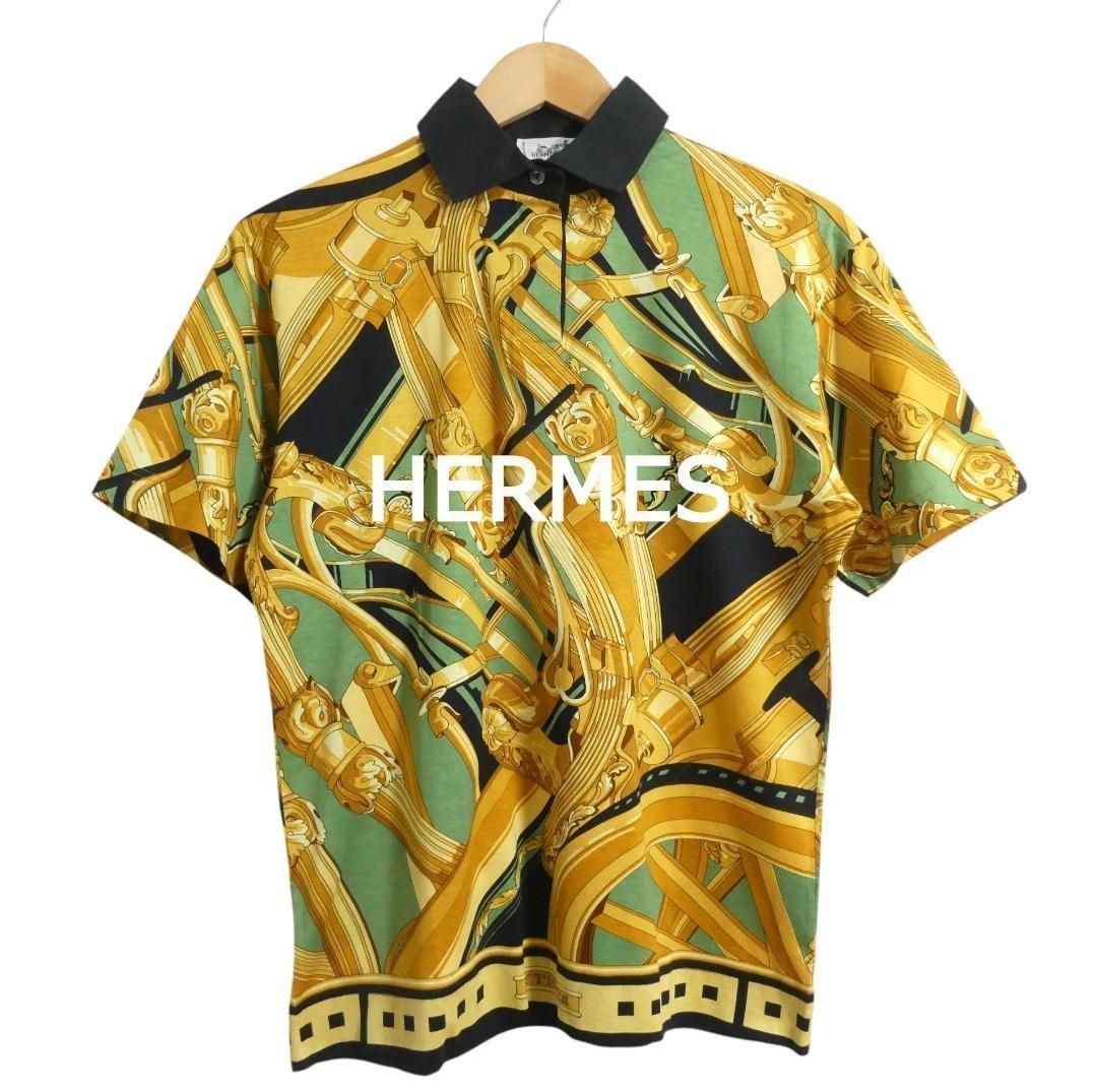 【未使用】エルメス HERMES RYTHMES 半袖 ポロシャツ 馬車柄 S HERMES エルメス サイズS RYTHMES リズムス 半袖 シャツ ブラウス