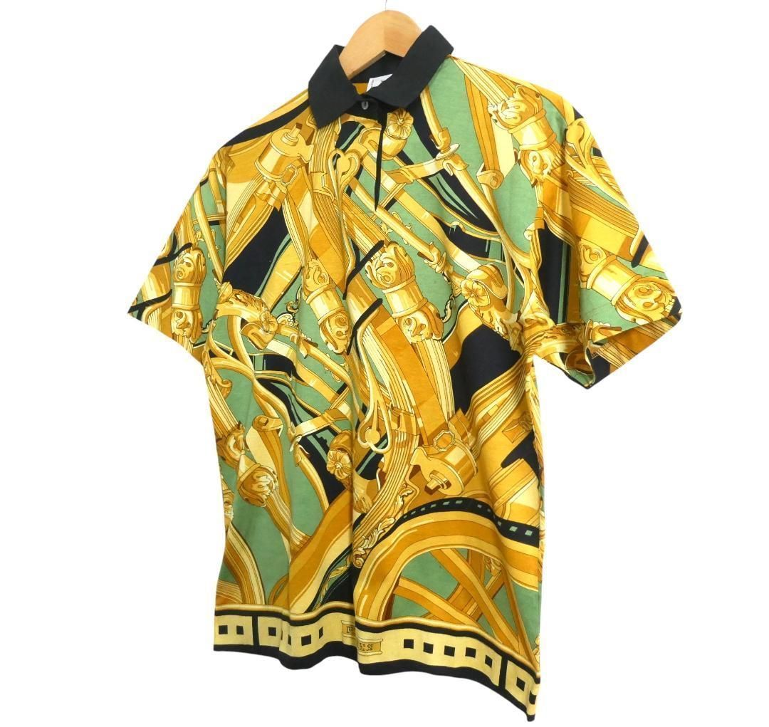 【未使用】エルメス HERMES RYTHMES 半袖 ポロシャツ 馬車柄 S HERMES エルメス サイズS RYTHMES リズムス 半袖 シャツ ブラウス