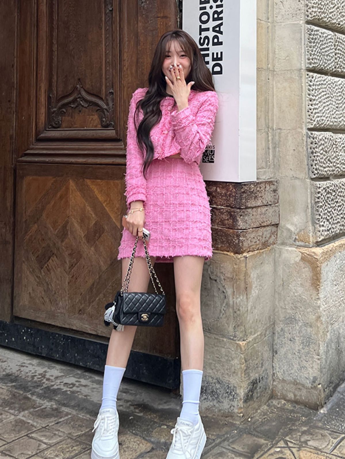 マリマーケット ム ツイード セットアップ ピンク xs