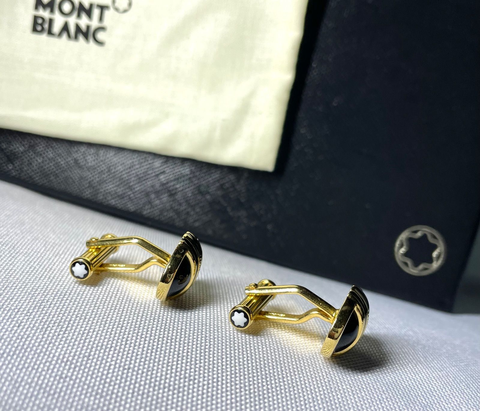 美品 希少 MONTBLANC モンブラン ブラックオニキス装飾 ブランドロゴ