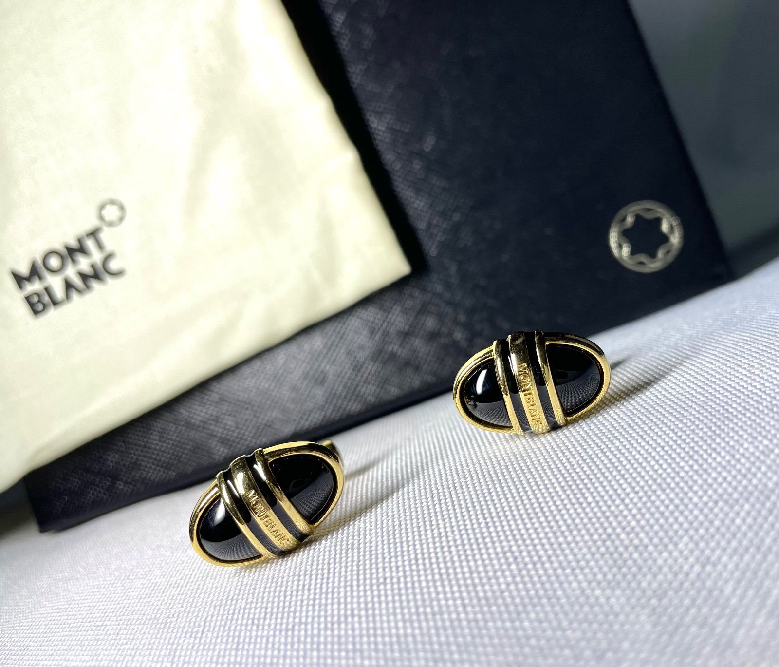 美品 希少 MONTBLANC モンブラン ブラックオニキス装飾 ブランドロゴ