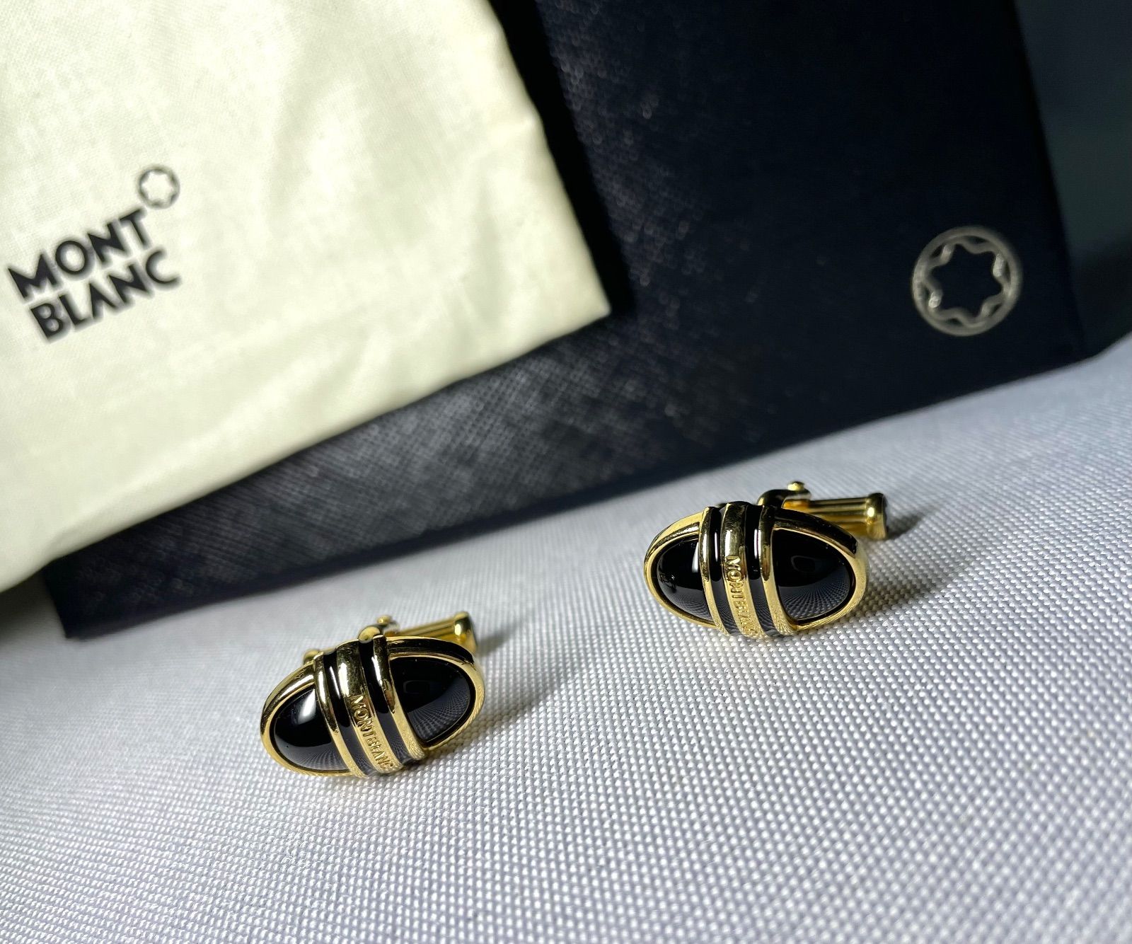 美品 希少 MONTBLANC モンブラン ブラックオニキス装飾 ブランドロゴ