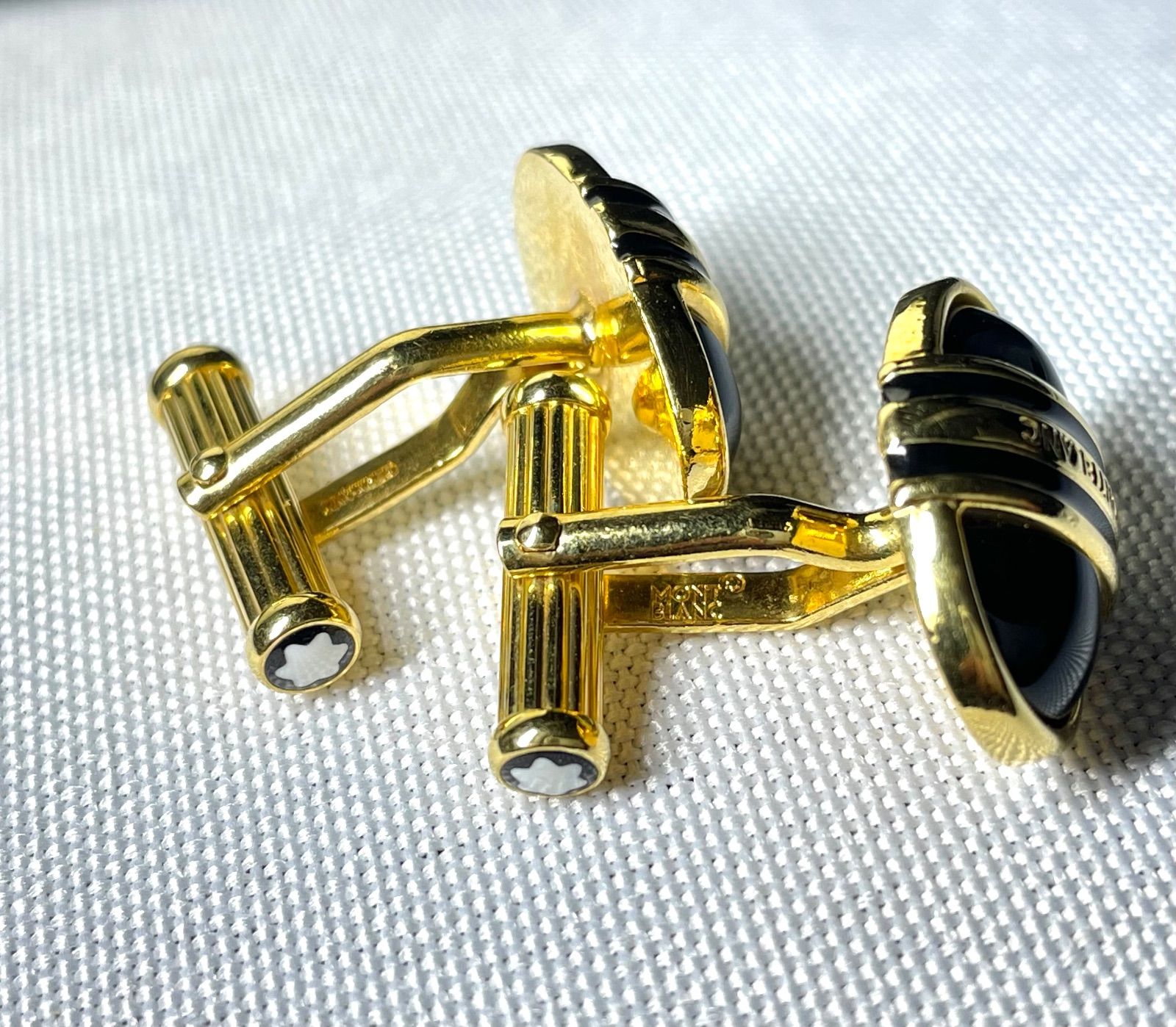 美品 希少 MONTBLANC モンブラン ブラックオニキス装飾 ブランドロゴ