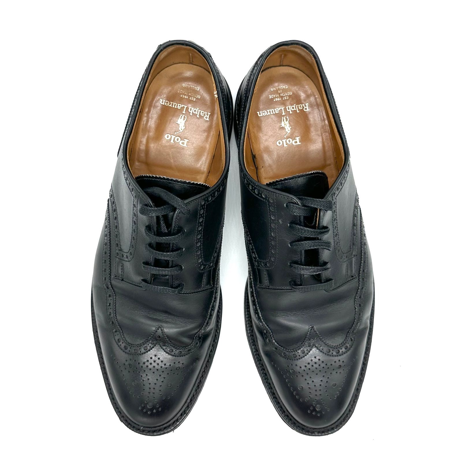 o*丸様 ポロラルフローレンウイングチップシューズ黒ブラックUK8.5US9.5 o*丸様 ポロラルフローレンウイングチップシューズ黒ブラックUK8.5US9.5