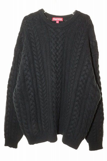 【中古】シュプリーム SUPREME 23AW APPLIQUE CABLE KNIT SWEATER BLACK L アップリケ ニット セーター ☆AA★251020 シュプリーム SUPREME 23AW APPLIQUE CABLE KNIT SWEATER BLACK L