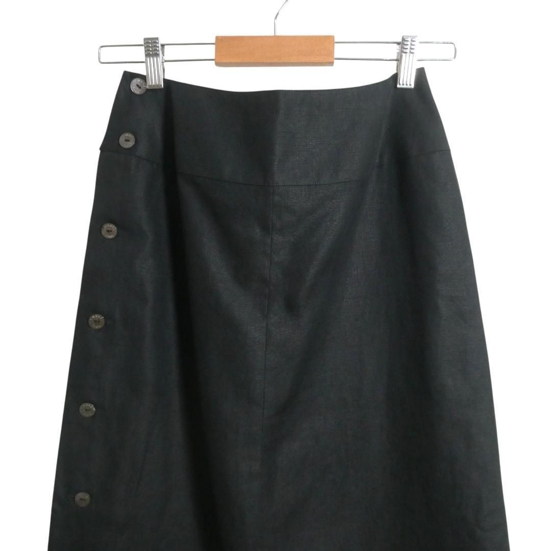 美品 CHANEL シャネル サイズ36 麻 リネン100％ ロング丈 膝丈 サイド