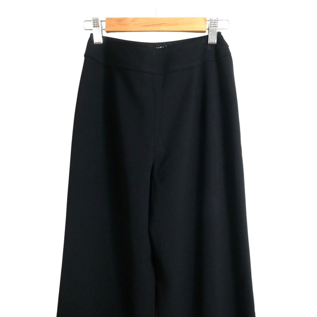 CHANEL シャネル サイズ34 98 C P 09873 ココマーク ウール サイドジップ ストレート パンツ スラックス 黒 ブラック レディース